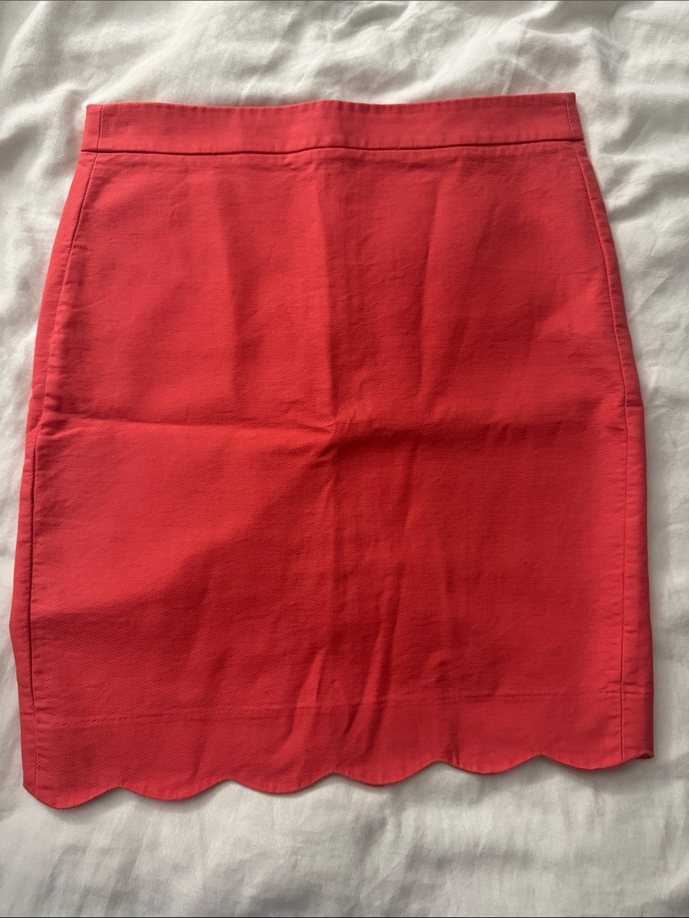 J. Crew Coral Pencil Skirt with Scallop Hem